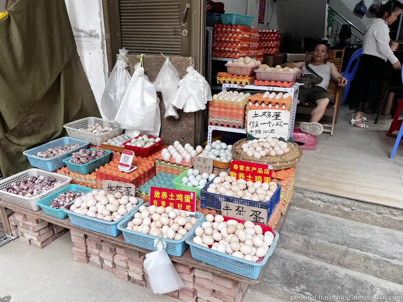 egg stall at Hekou market various types 