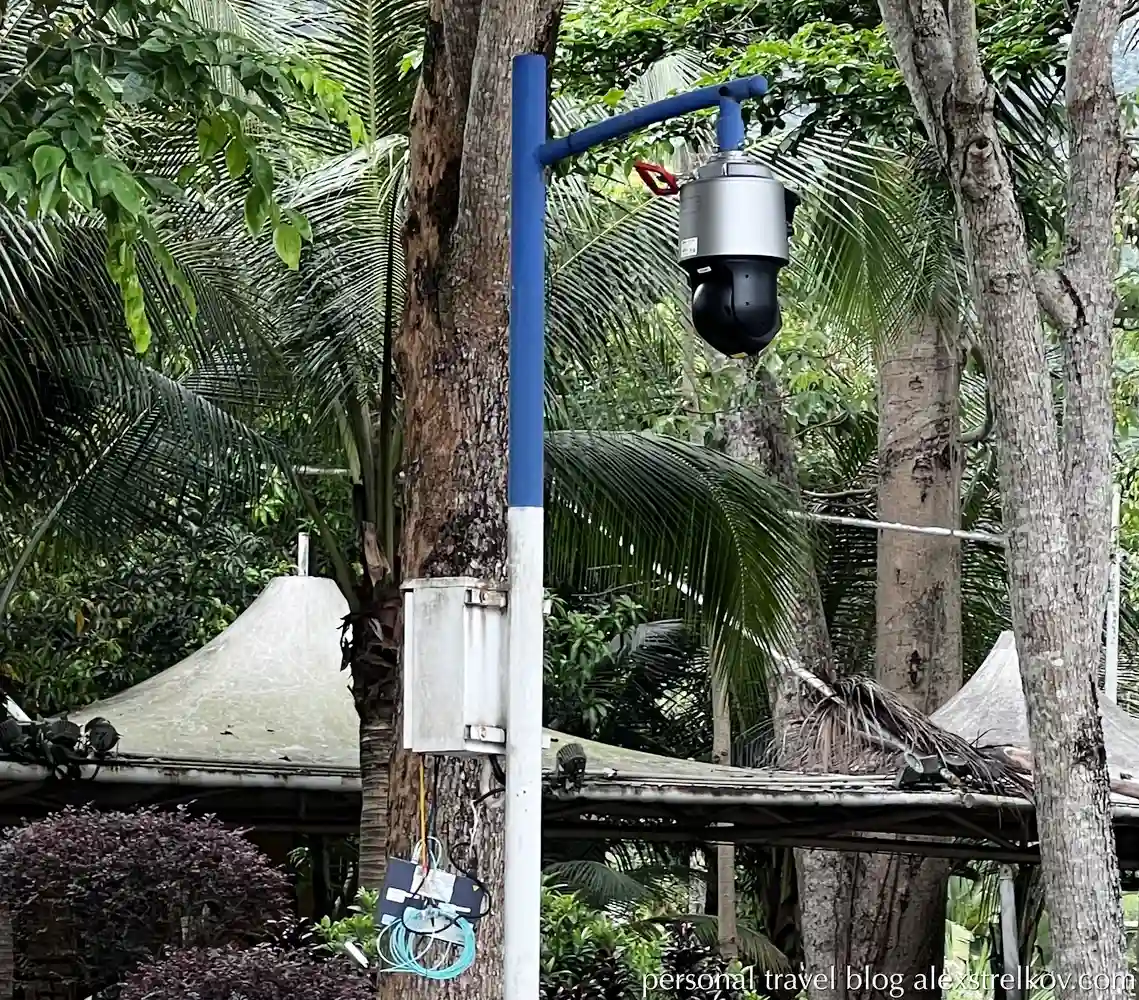 PTZ surveillance camera on pole Hekou park China