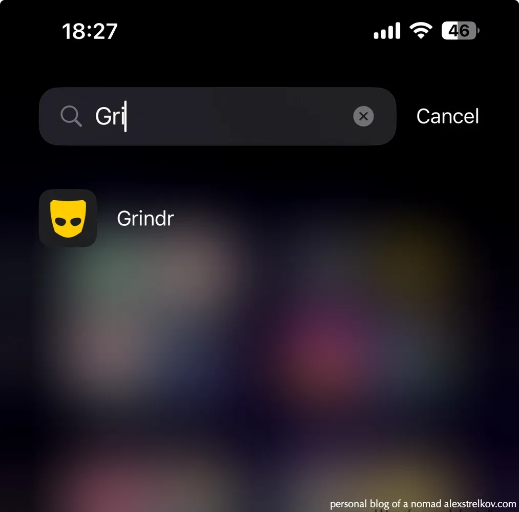 Grindr app icon on iPhone screen in China